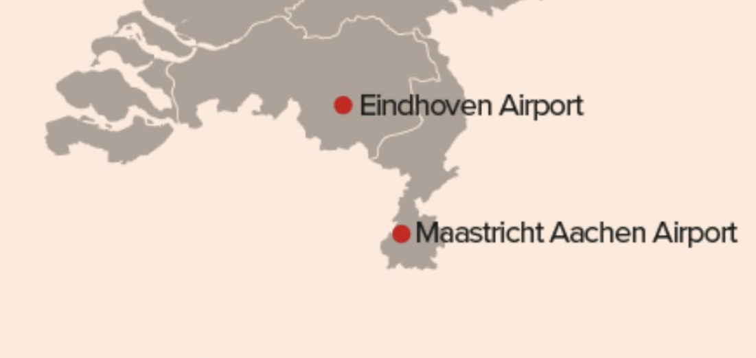 Kaart 43a. Vliegvelden in Zuid-Nederland