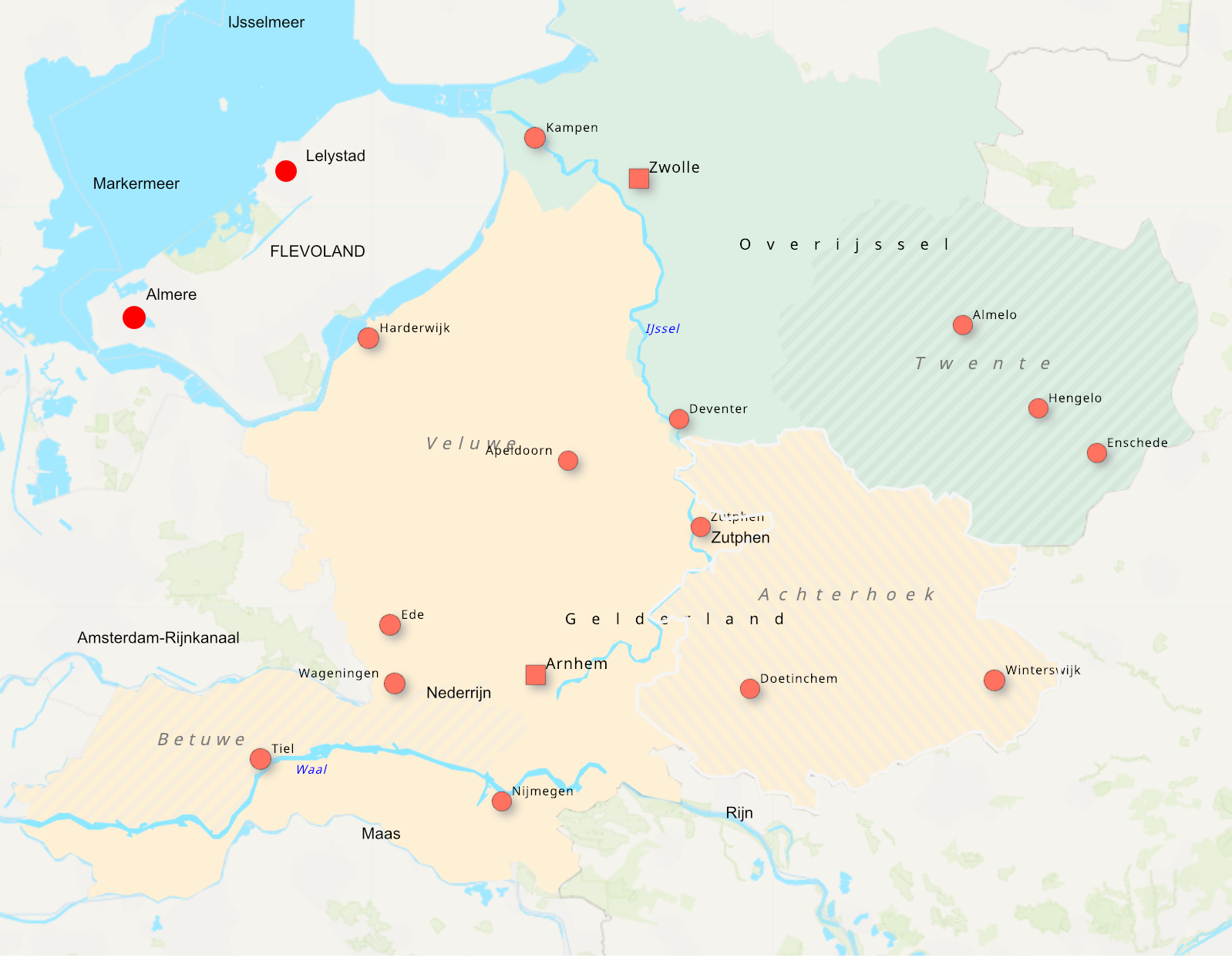 Topo Midden- en Oost-Nederland